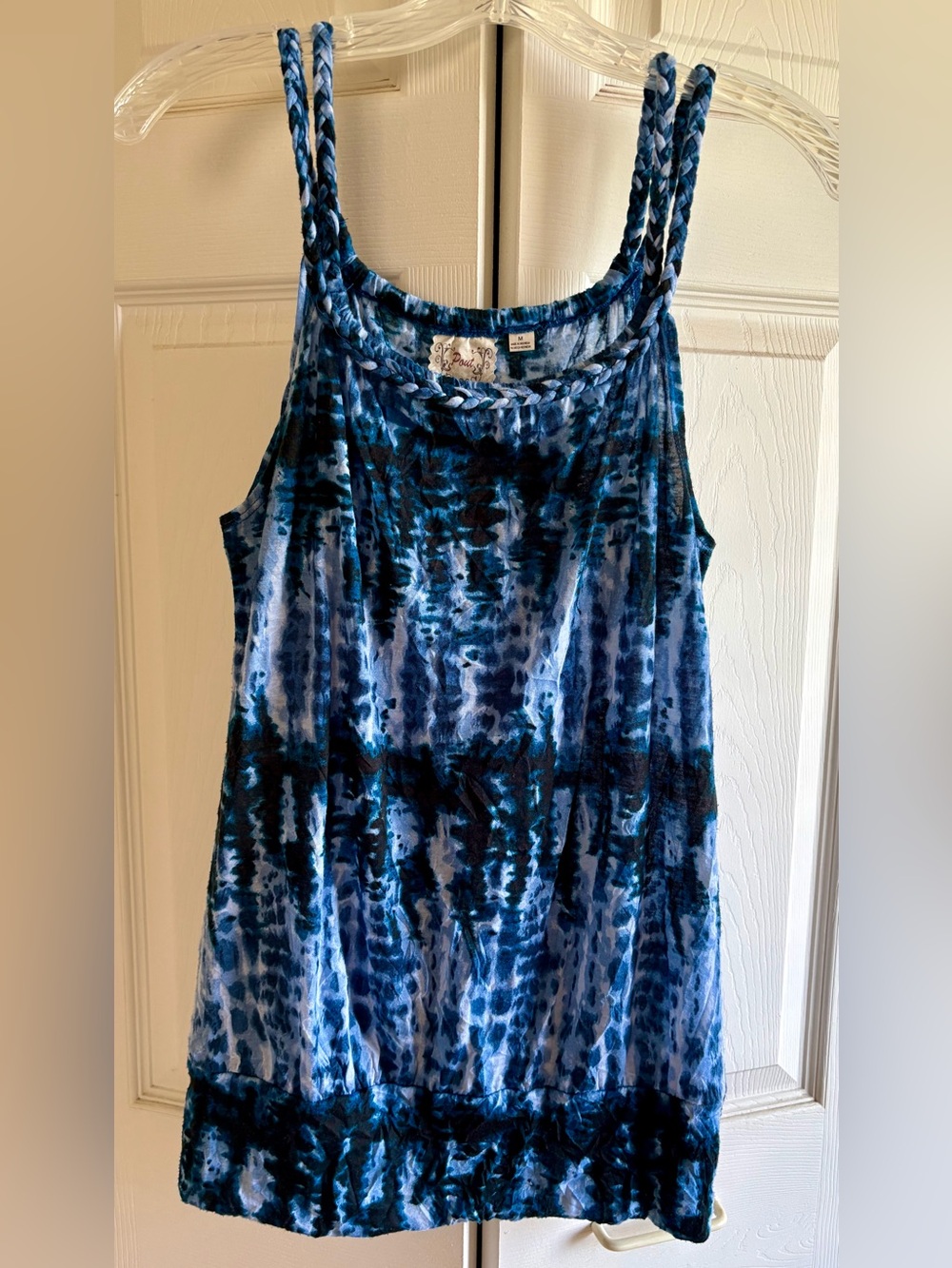 Blue Tie-Dye Sleeveless Women's Tank Top